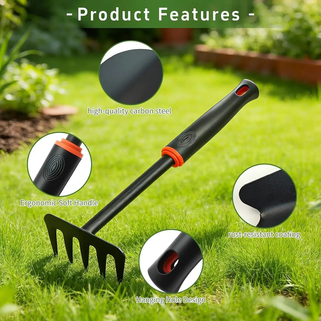 small garden weed rake multi purpose gardening weeding tool for leaves, vegetable plot, backyard and farm planting cultivation