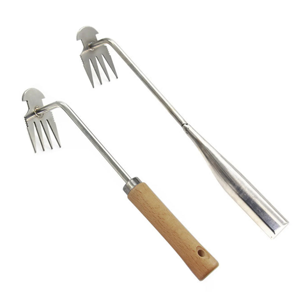 Stainless Steel Grass Rooting Weeding Tool Garden Hook Puller With Handle For Easily Removing Weeds Planting Shovel Harvesting