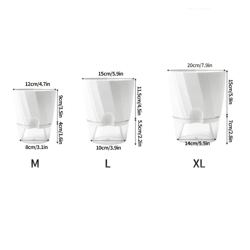 Clear Watering Pot Automatic Watering Planter Lazy Planter pot self Watering Container Lazy Flower Pot White Fully Transparent