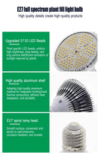 LED Plant Supplementary Light E27 Greenhouse Seedling 85-265V Grow Lamp And Succulent Light Bulb Full Spectrum Imitation Of Sun