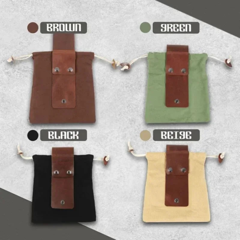 Leather Waxed Canvas Pouch Garden Tool Bag Tote Garden Tools Bag In Water Proof Canvas Rolling Bag Outdoor Canvas Picking Bag