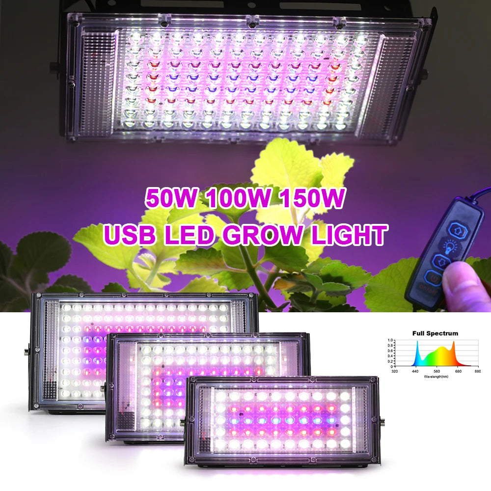 LED Grow Light Phytolamp For Plants USB 5V Sunlike Full Specturm Plant Lights Adjustable Brightness Floodlight Hydroponic IP65