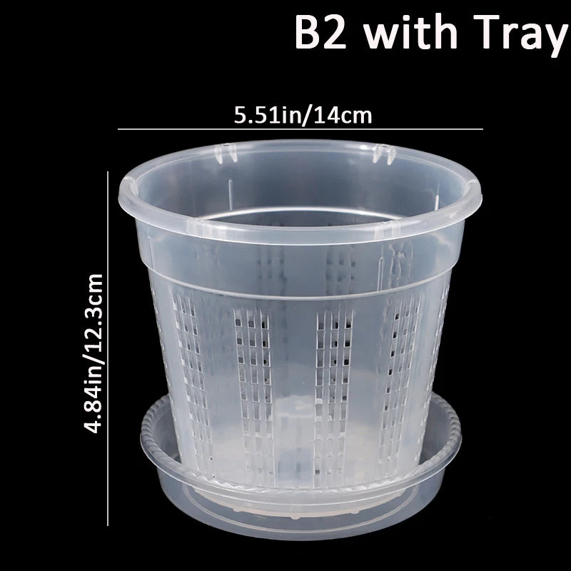 1Pc Household Garden Planter Drainage Pots With Holes Transparent Orchid Baskets Plastic Breathable Flower Pots Accessories