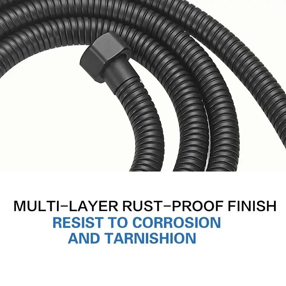 Garden Water Hose Black Pipe 1.5/2M Flexible Pull Extension Pipes Shower Accessories New SUS304 Bathroom Extendable Hoses Home