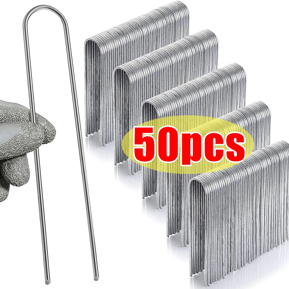 U-Type Garden Staples, Zinc-Coated Steel Landscape Pins
