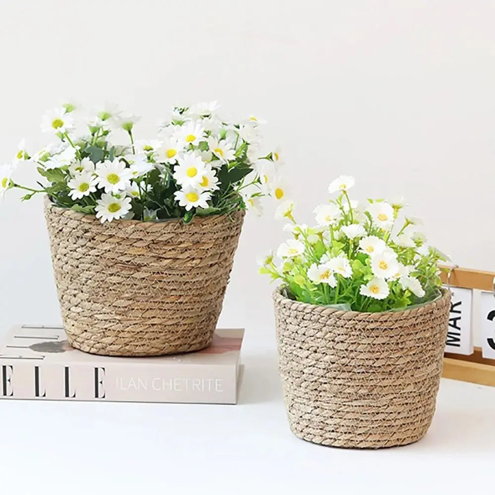 1Pcs Mini/S/M/L Grass Woven Flowerpot For Garden Terraces Small Plant Flower Basket Seedling Containers Planter Basket