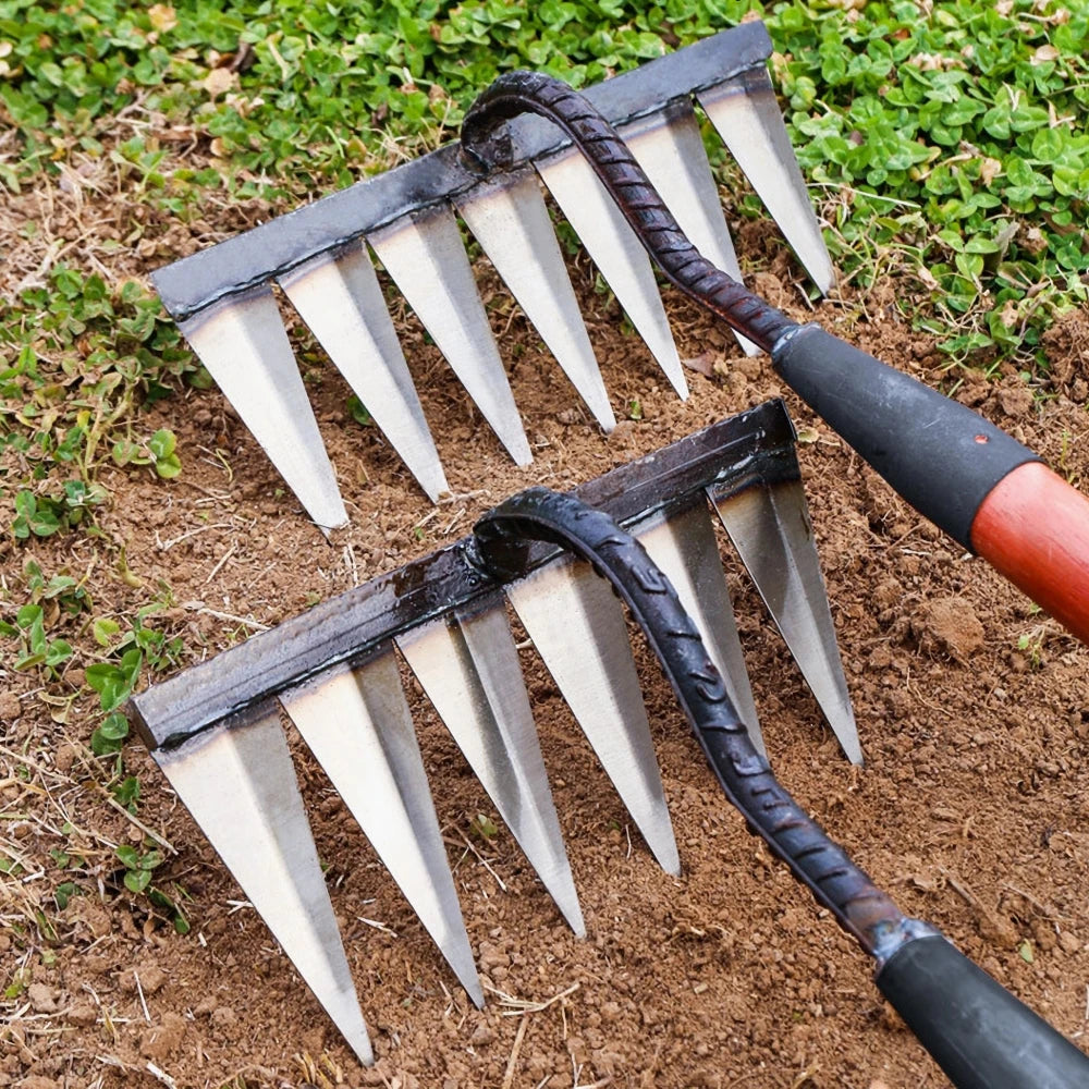 4/5/6/7 Teeth Weeding Hoe Rake Farm Tool Weeding Scarifier Artifact Agricultural Garden Tool Hoe Farm Growing Weeding Tools