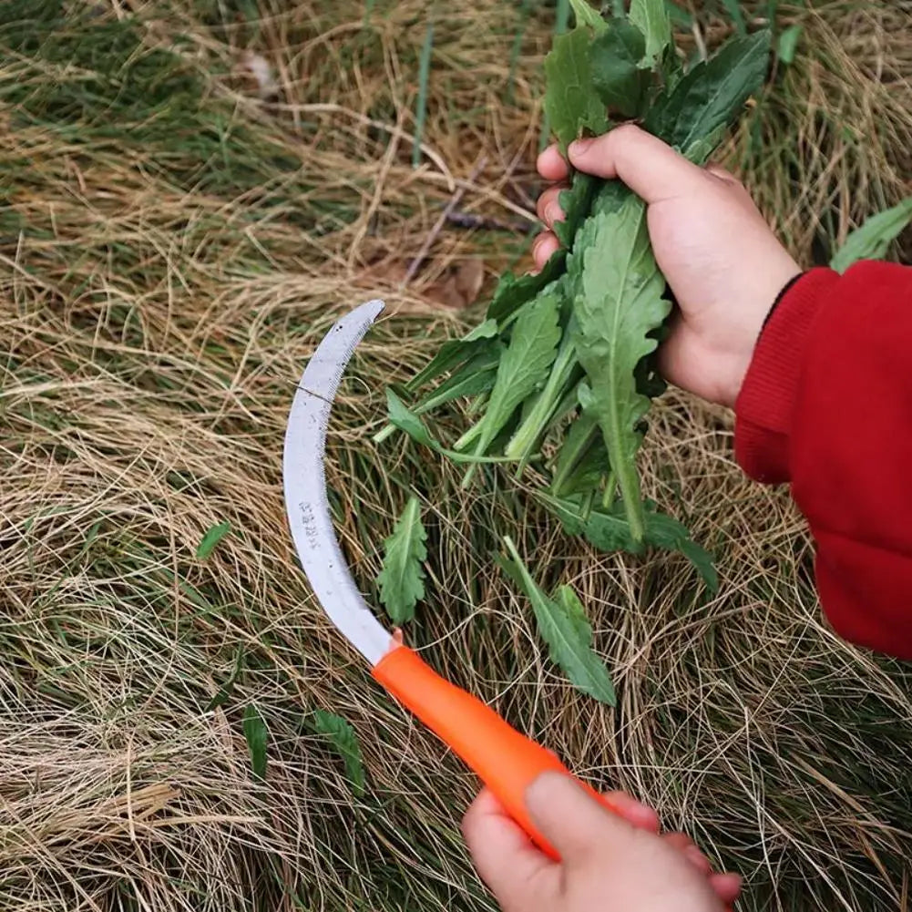 Home Garden Weeding Sickle Sharp Stainless Steel Mowing Tool with Non-Slip Handle for Gardening Weeding & Harvesting