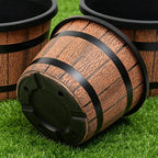 Imitation Wood Flower Pot Plastic Barrel Planter Retro Wooden Barrel Planters Garden Pots for Soil Planting Flowers Bonsai Pots