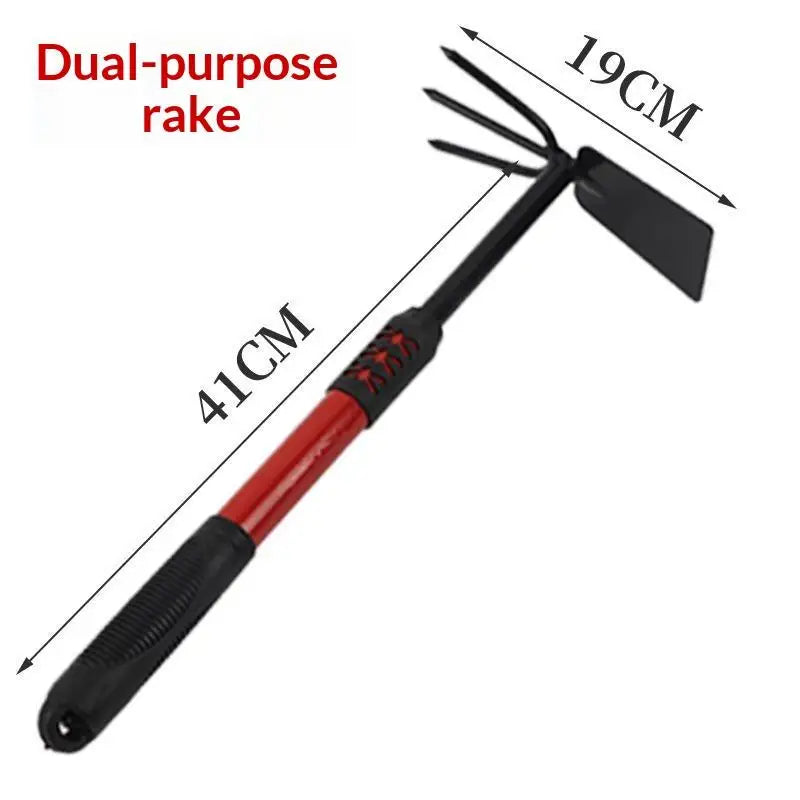 1 Piece Five-Tooth Gardening Spade Rake Hoe Integrated Design Comfort Handle for Outdoor Garden Weeding Digging Planting