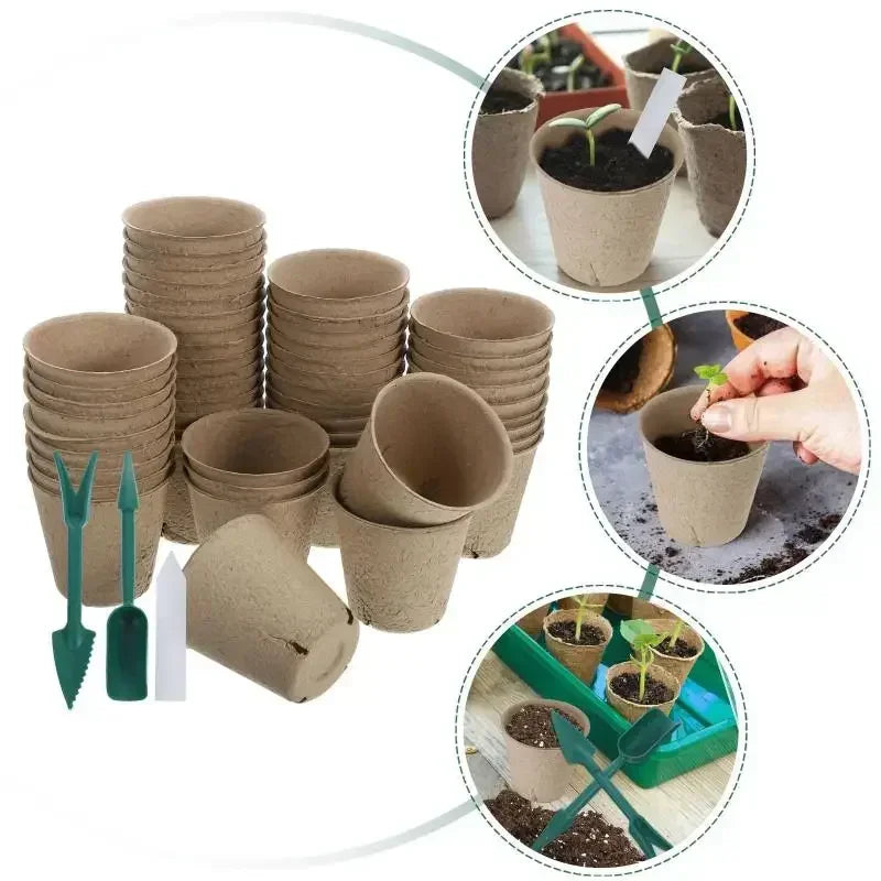 20-160PCS ﻿ 3.15 Inch Biodegradable Paper Pulp Seedling Starter Trays for Garden Planting Nursery Seed Germination Transplanting