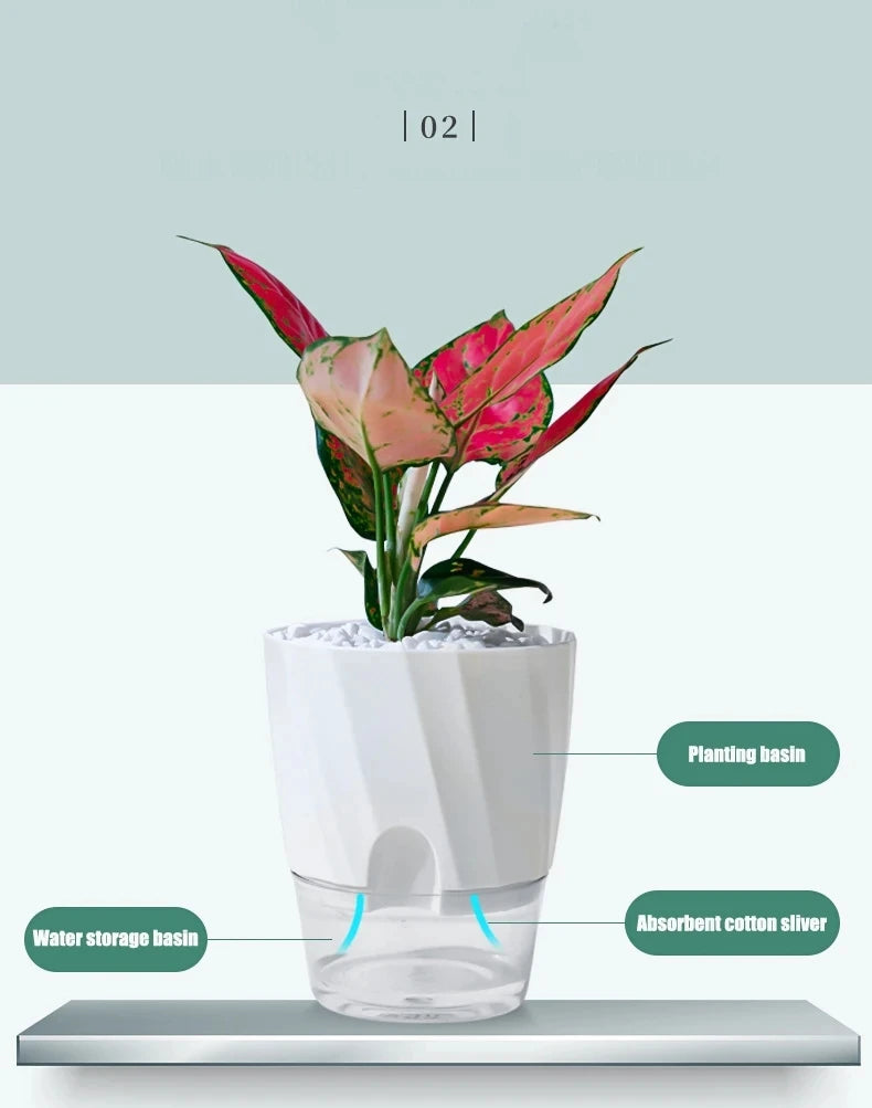 Clear Watering Pot Automatic Watering Planter Lazy Planter pot self Watering Container Lazy Flower Pot White Fully Transparent