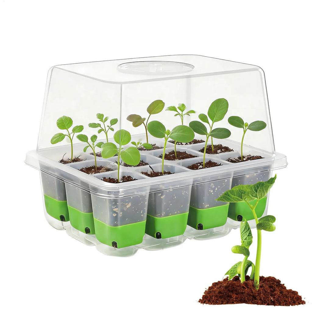 Seedling Starter Tray Indoor Garden Greenhouse Growth Potting with Cover Adjustable Humidity Germination Box Gardening Supplies