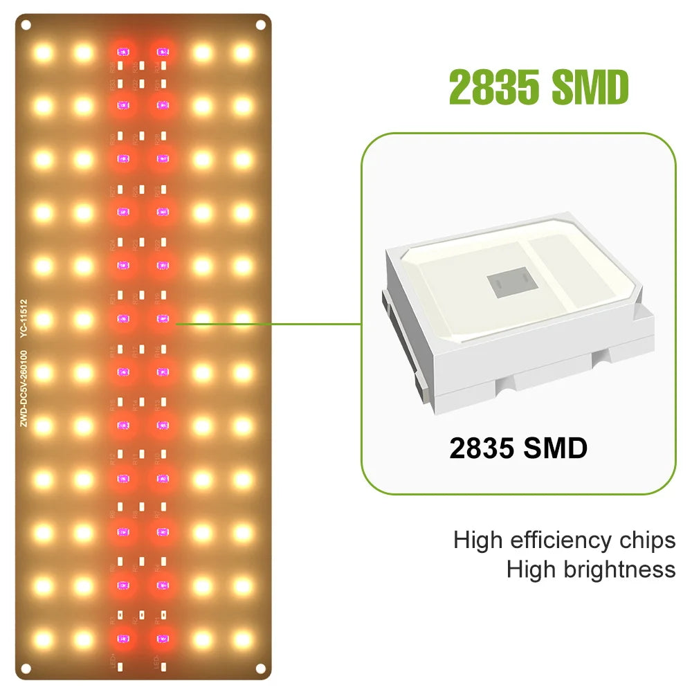 LED Grow Light Full Spectrum Quantum Board Lamp For Indoor Growth Box Flower Plants Cultivation Dimmable With Timing Auto On/Off