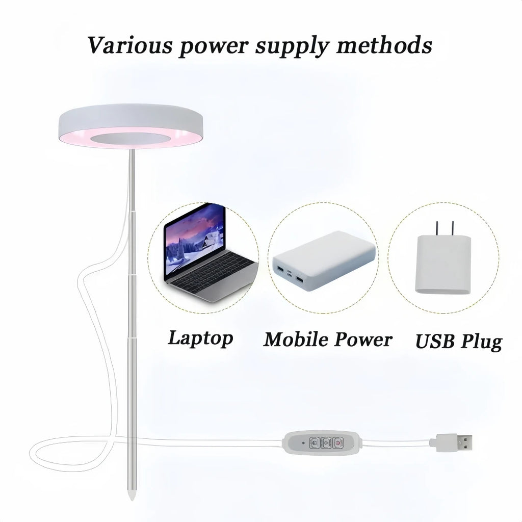 Plant Grow Light,LED Growing Light Full Spectrum for Indoor Plants,Height Adjustable, Automatic Timer, 5V Low Safe Volta