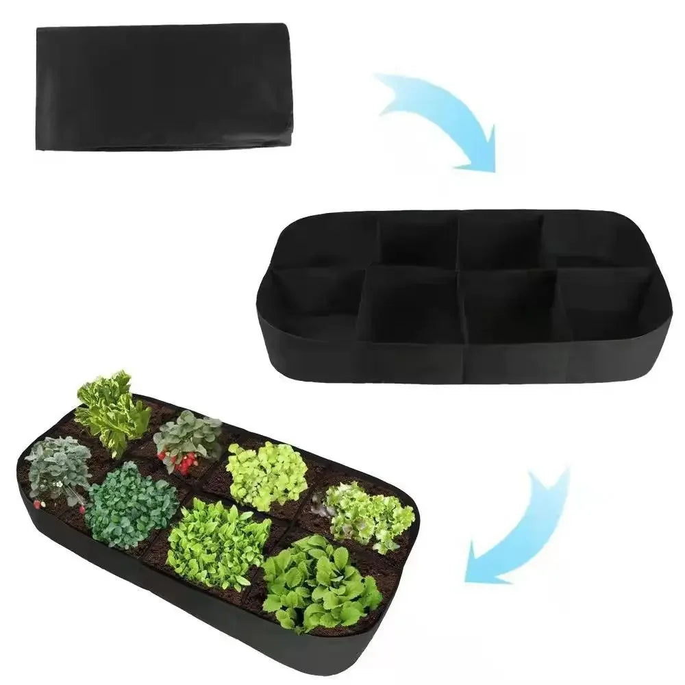 Garden Planting Bag Multi-gird Felt Growing Bag Rectangle Planting Nursery Pot Vegetable Tomato Potato Planting Container Plant
