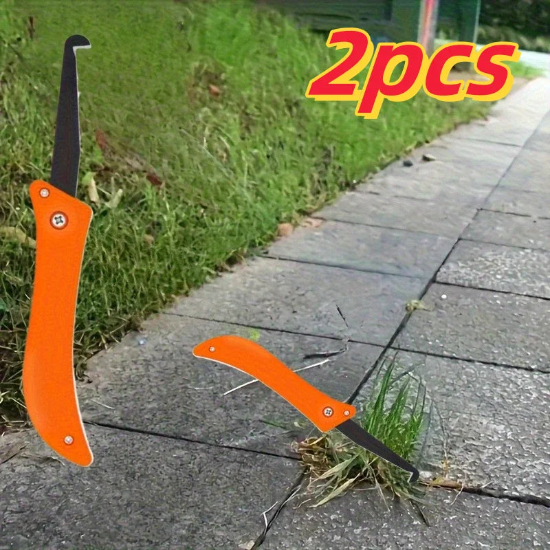 2pcs Heavy Duty Weed Puller – Durable Metal Garden Weeder Tool, Foldable & Lightweight for Lawns & Pathways, No Batteries, Orang