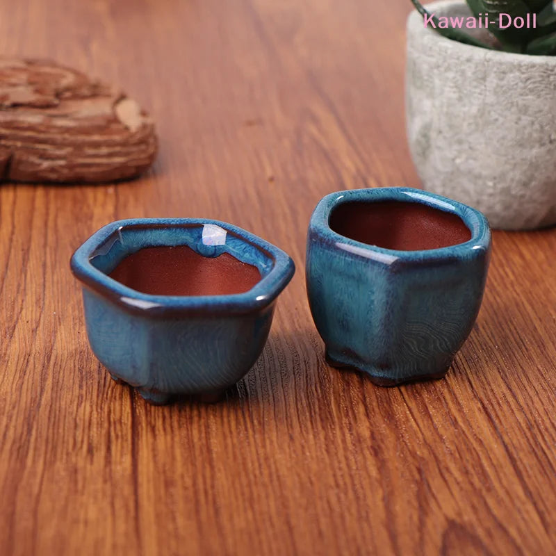 Dollhouse Mini Plant Pots Flower Pot With Holes Bonsai Flowerpot Purple Sand Craft Chinese Style Plant Pot Planter Garden Decor