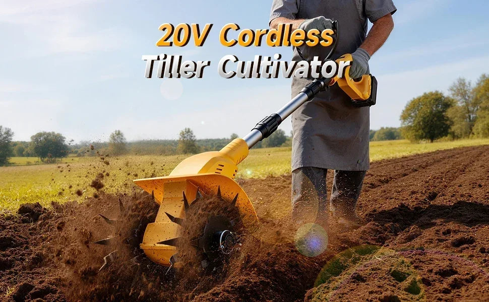 WirelessTiller Electric Cultivator Garden Rotavator Soil Plough Weeder Machine for  Patch Garden Tool Compatible With Dewalt