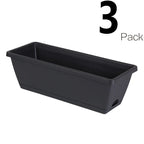 3 Pieces Window Box Planter Rectangle Plant Containers Decors with Drainage Holes Flower Pot Plant Pot for Outdoor Garden Home