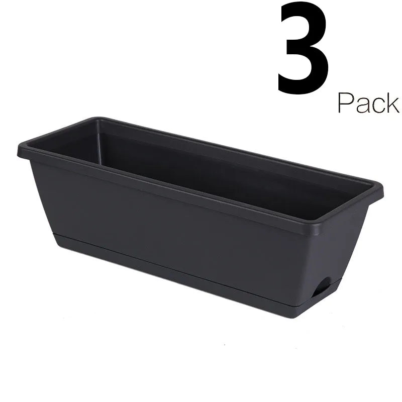 3 Pieces Window Box Planter Rectangle Plant Containers Decors with Drainage Holes Flower Pot Plant Pot for Outdoor Garden Home