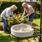 Bird Feeders for Outdoors | Round Small Stone Weatherproof Dish | Backyard Bird Feeder | for Water Pet Finch Parrots Watching