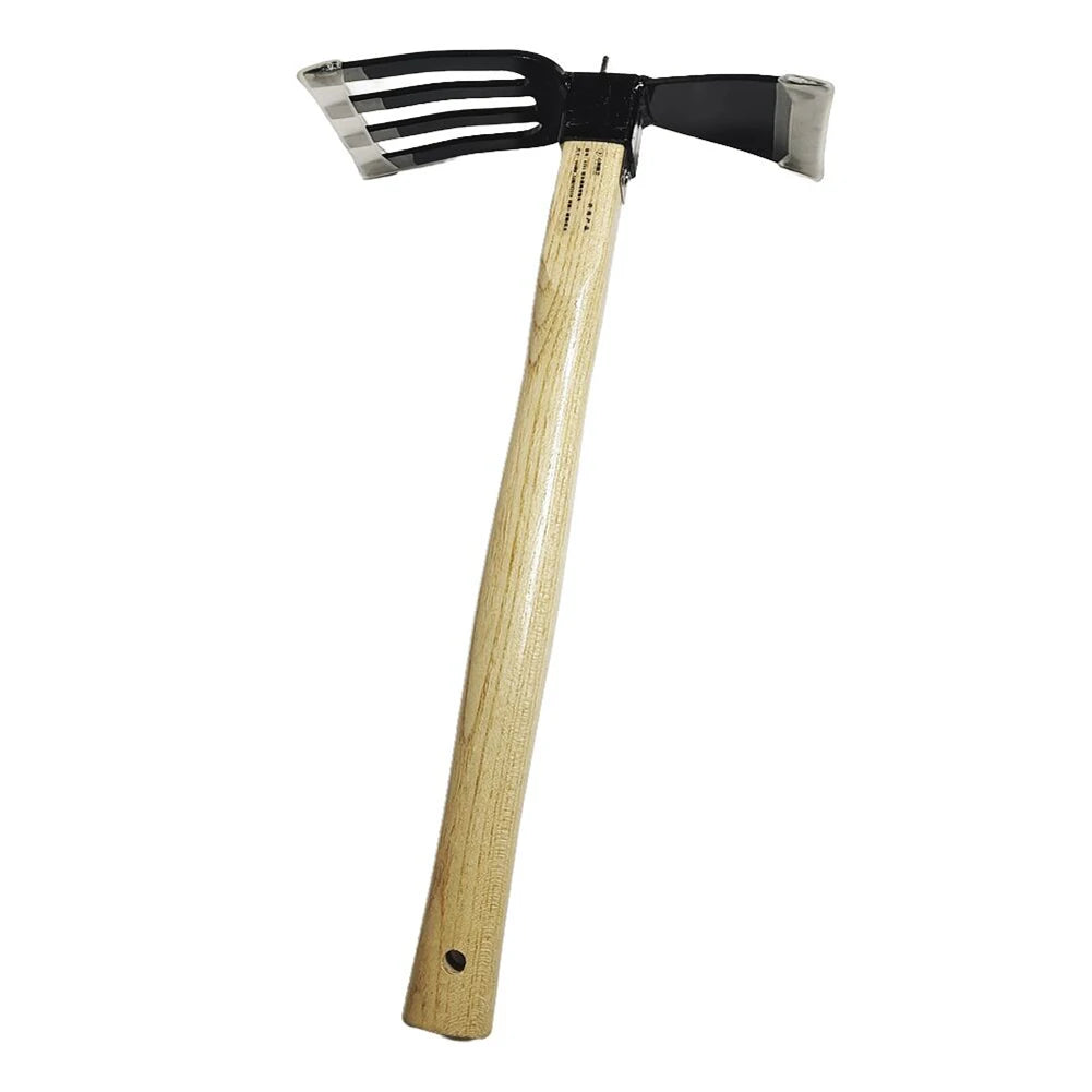 Wooden Handle Garden Rake Cultivator Dual-purpose Hoe Mini Hoe & Tiller for Digging Weeding Gardening Cultivating Rake Tools