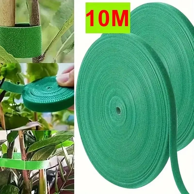 10m Reusable Nylon Plant Ties Green Garden Plant Bandage Cable Ties Self Adhesive Plant Fastener Tape for Plants Garden Home