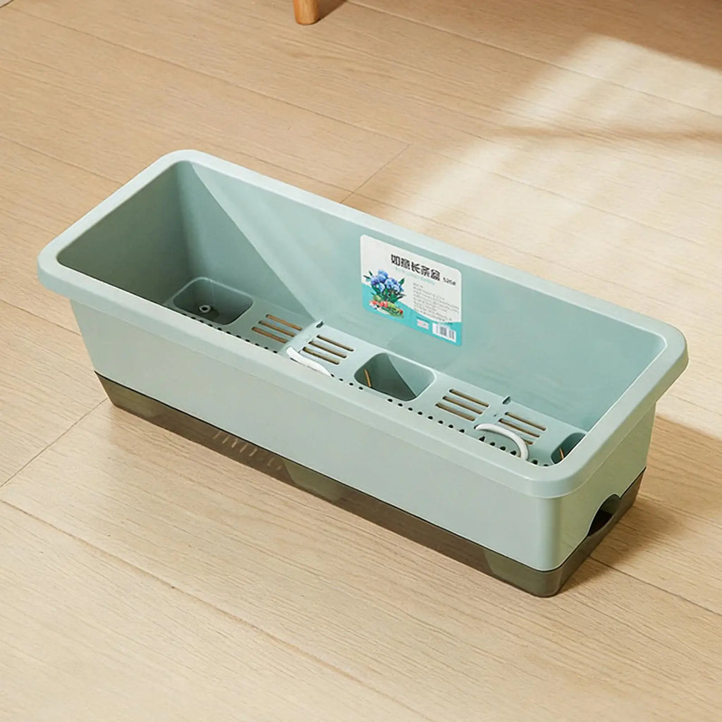 Self Watering Plant Pot Vegetables Container with Base Drainage Hole And Absorbent Rope Rectangular Flower Pots for Vegetable
