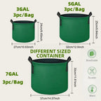 3/5/7Gallon Green Felt Plant Strong Grow Bags Gardening Aeration Planting Pot Container Maintain Humidity