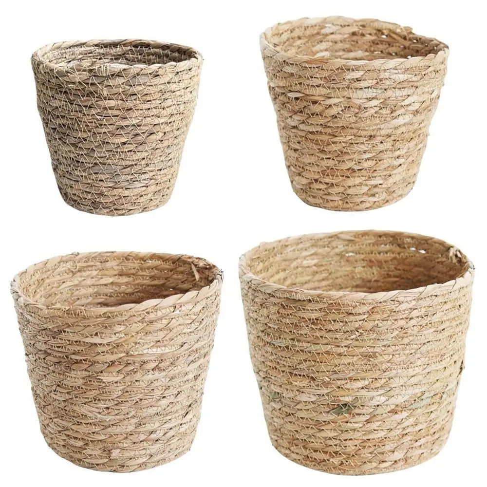 1Pcs Mini/S/M/L Grass Woven Flowerpot For Garden Terraces Small Plant Flower Basket Seedling Containers Planter Basket