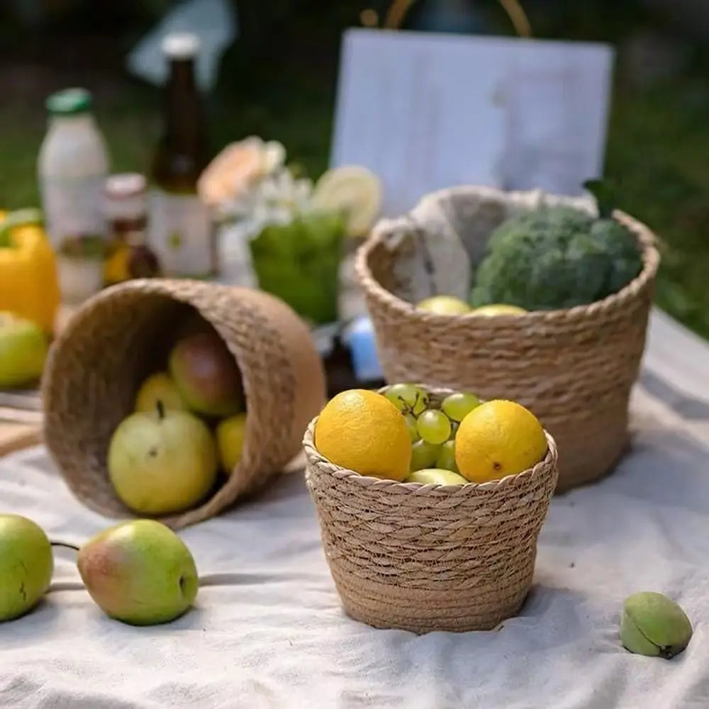 1Pcs Mini/S/M/L Grass Woven Flowerpot For Garden Terraces Small Plant Flower Basket Seedling Containers Planter Basket