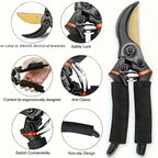 Professional Garden Pruning Shears, Multifunctional Hand Pruner for Trimming Plants, Shrubs, Branches, Orchard & Horticulture