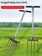 Agricultural Loose Soil Fork Fourtooth Manganese steel farming tools loosening and clearing Manual Garden Soil Turning Artifact