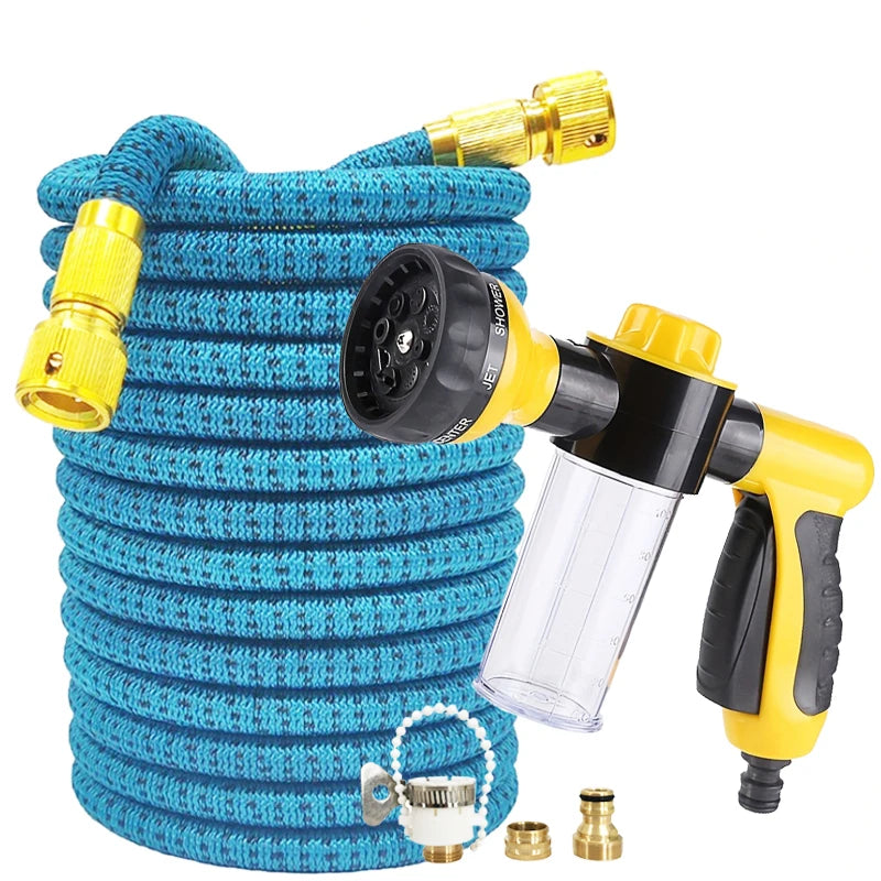 Garden Water Pipe 2.5-30M Farm Irrigation Expandable Flexible Two-Color Tube Car Washing Foam Water Gun, Garden Tools