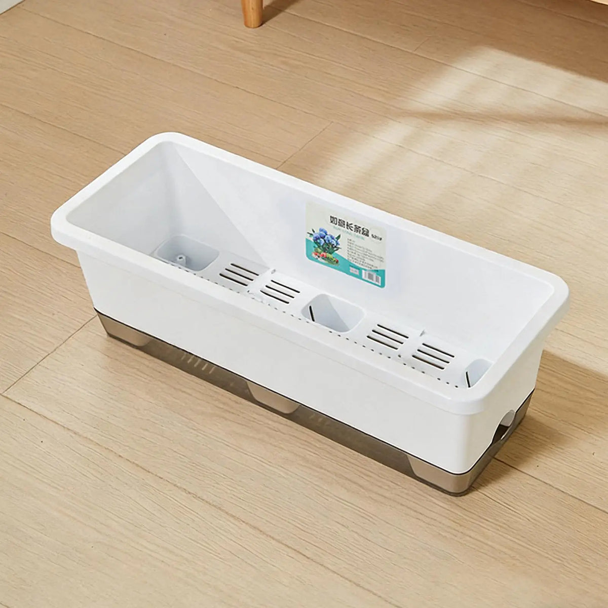 Self Watering Plant Pot Vegetables Container with Base Drainage Hole And Absorbent Rope Rectangular Flower Pots for Vegetable