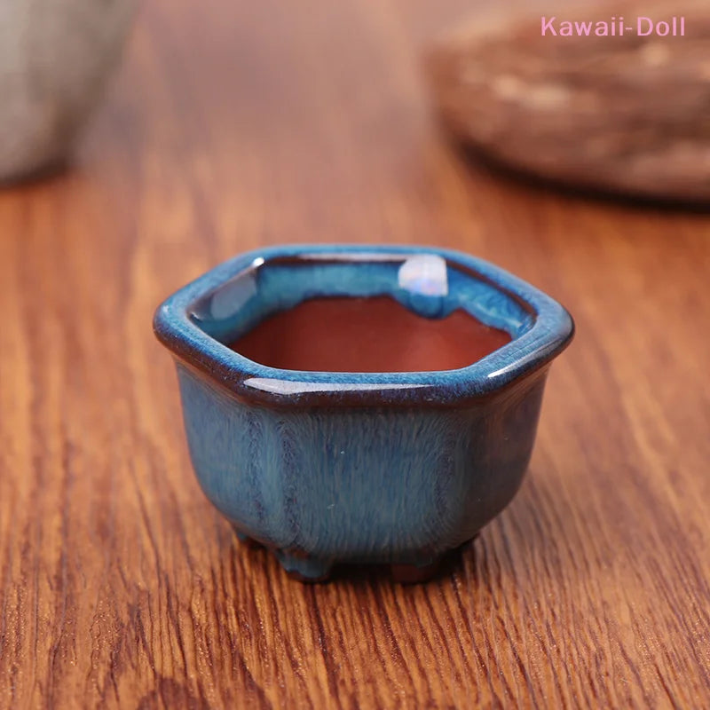Dollhouse Mini Plant Pots Flower Pot With Holes Bonsai Flowerpot Purple Sand Craft Chinese Style Plant Pot Planter Garden Decor