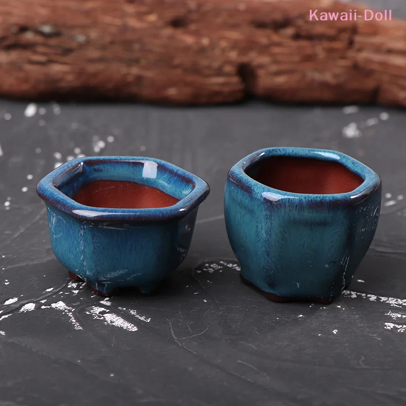 Dollhouse Mini Plant Pots Flower Pot With Holes Bonsai Flowerpot Purple Sand Craft Chinese Style Plant Pot Planter Garden Decor