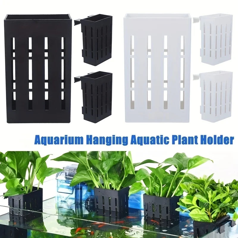 3pcs Plastic Aquarium Plant Holder Fish Tank Aquatic Hanging Aquatic Planter Aquarium Stand Pots Holders Flowerpot Basket Plants