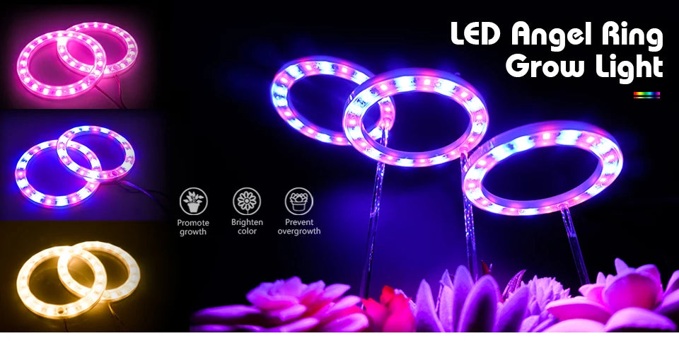 LED Ring Grow Lights Indoor Plants Full Spectrum Height Adjustable Plant Light for Indoor Plants 5V USB Growing Lamp