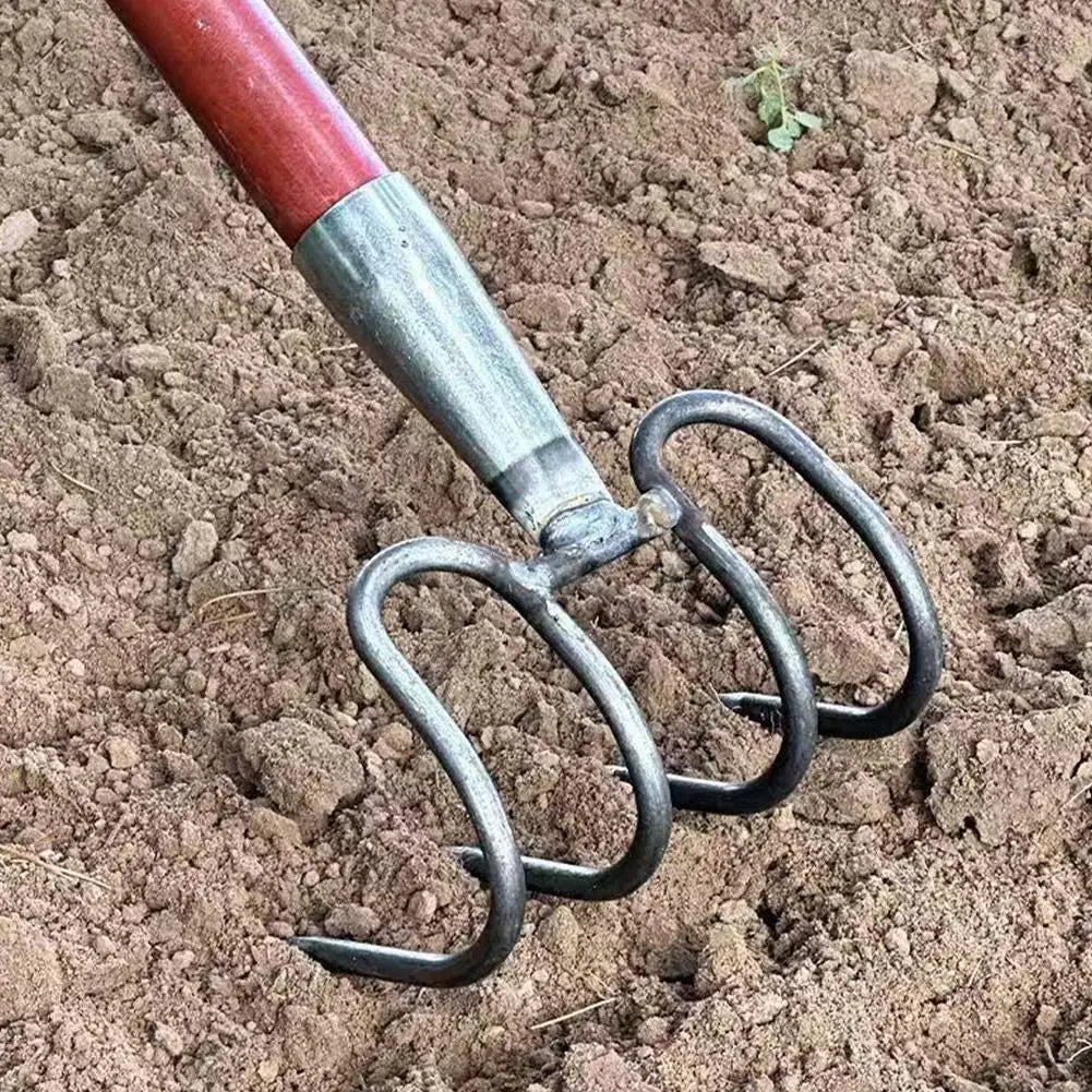 4 Claws Garden Hand Rake Durable Garden Cultivator Fork Head Soil Digging Rake Head Weeding Harvesting Landscaping Tool
