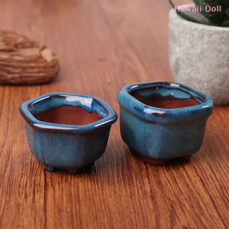 Dollhouse Mini Plant Pots Flower Pot With Holes Bonsai Flowerpot Purple Sand Craft Chinese Style Plant Pot Planter Garden Decor