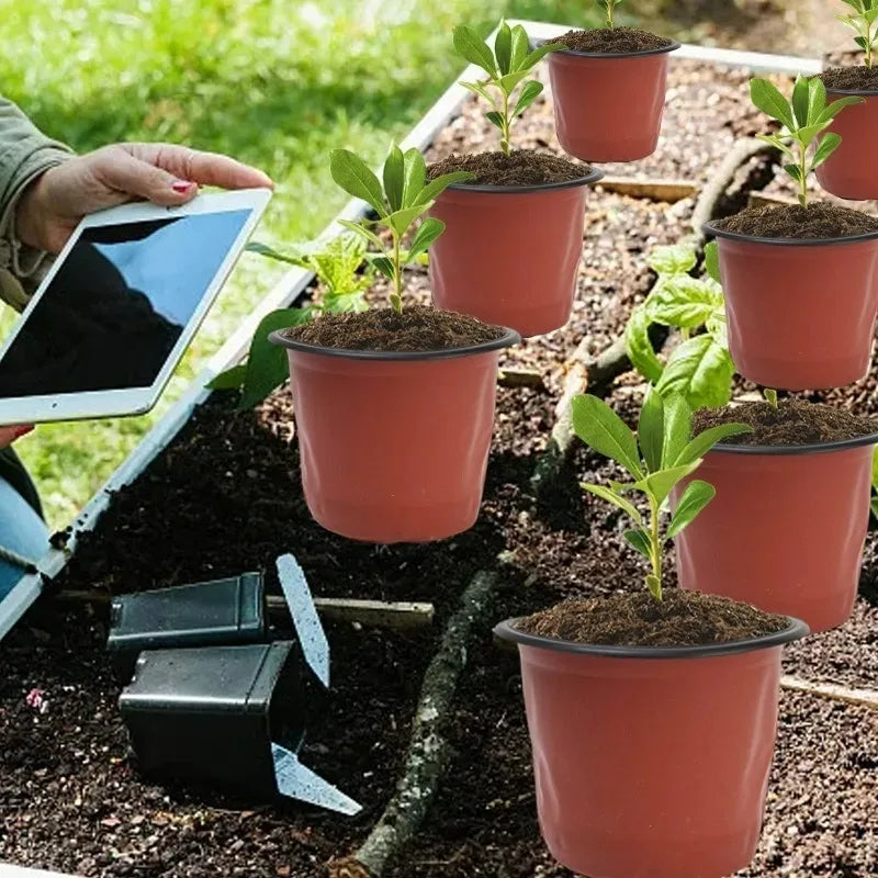100/20x Seeding Nursery Pot Black Red Plants Nursery Pots Seedling Cups Grow Box Planters Home Garden Potted Container Wholesale