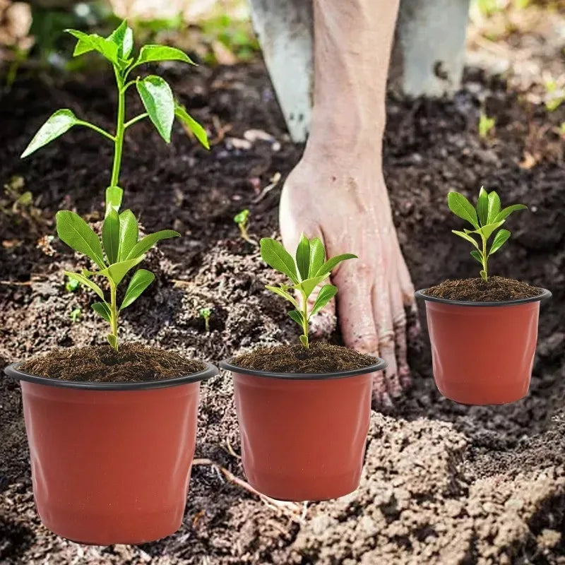 100/20x Seeding Nursery Pot Black Red Plants Nursery Pots Seedling Cups Grow Box Planters Home Garden Potted Container Wholesale