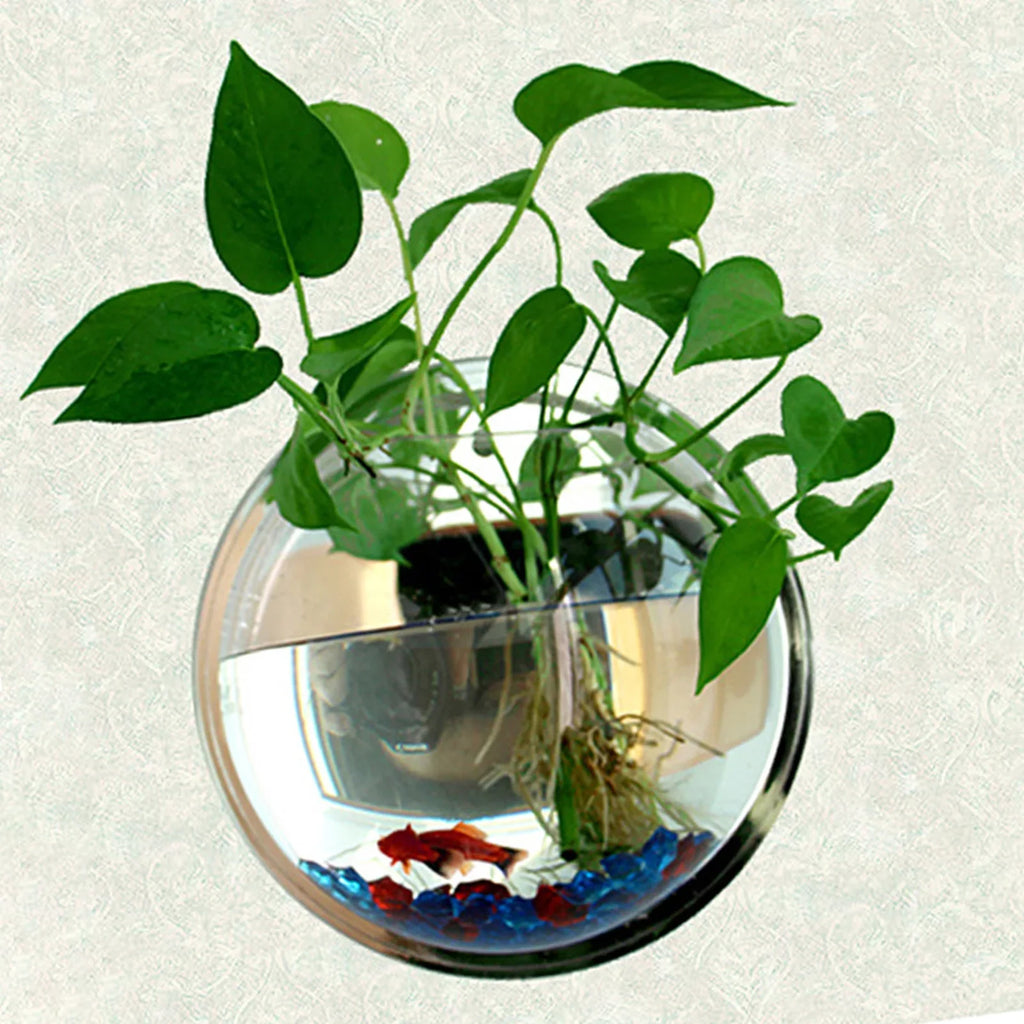 1Pc Free Punching Hydroponics Planter Home Decoration Pot Wall Hanging Mount Bubble Aquarium Bowl Fish Tank Aquarium Home Mini