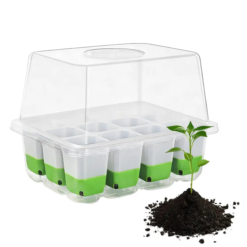 Seedling Starter Tray Indoor Garden Greenhouse Growth Potting with Cover Adjustable Humidity Germination Box Gardening Supplies