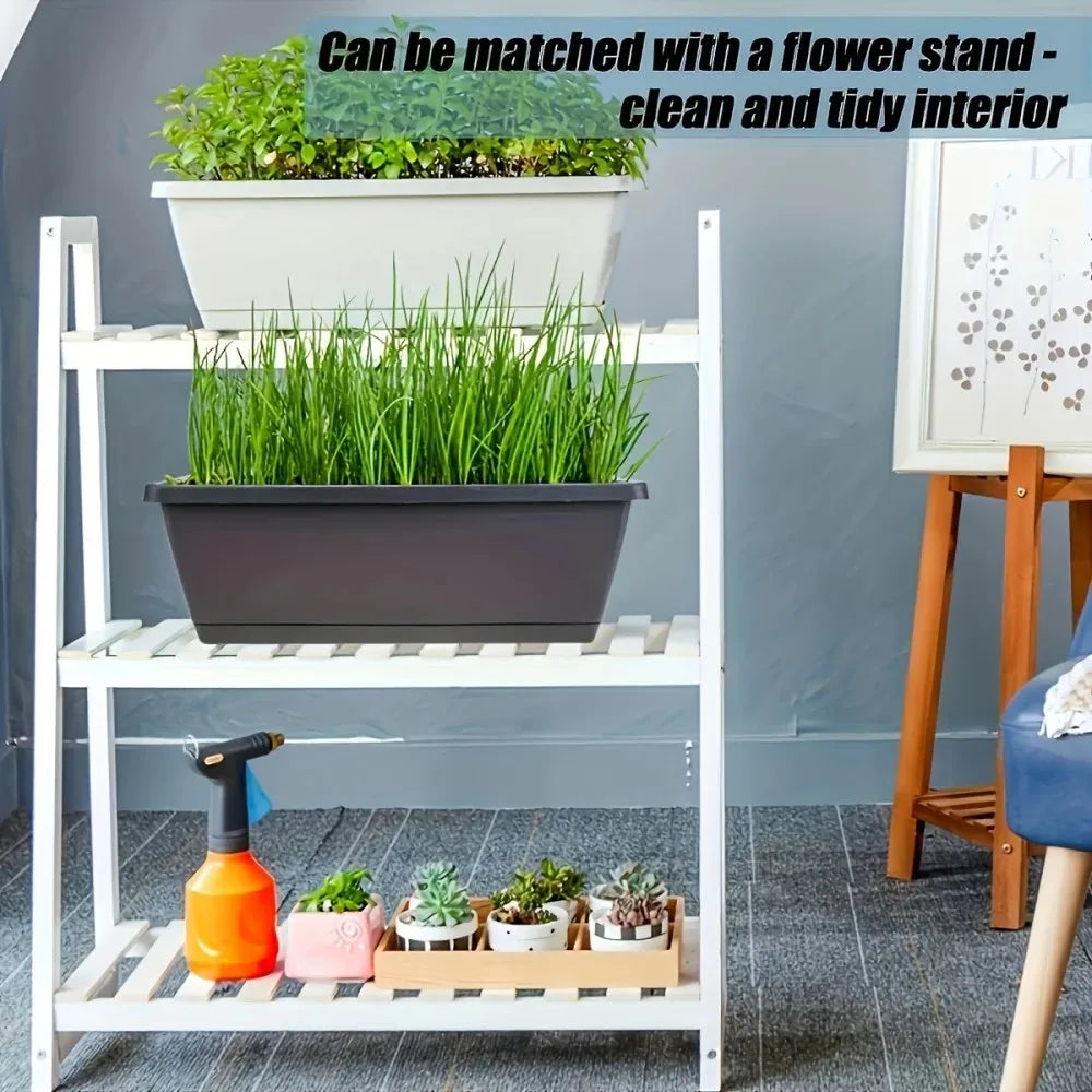 Rectangle Plant Containers Decors With Drainage Holes Flower Pot Plant Pot Window Box Planter For Outdoor Garden Home