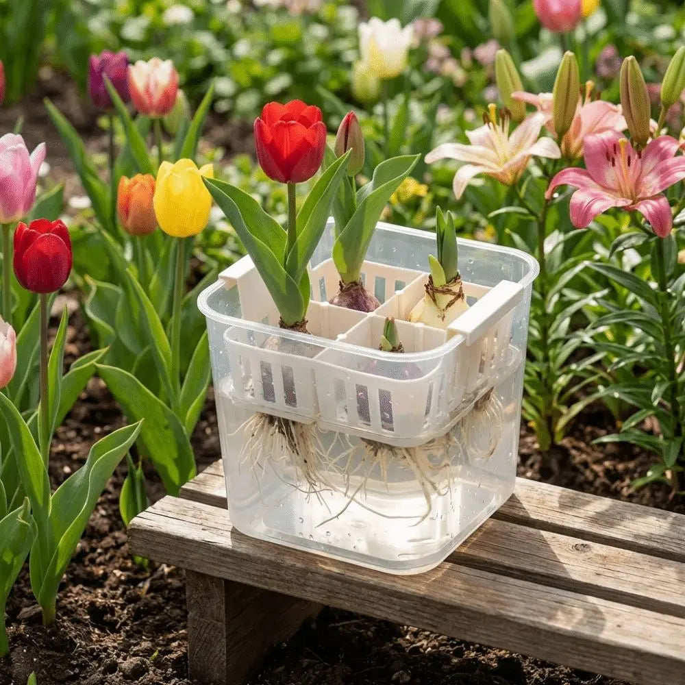 4 Grids Hydroponics Nursery Pots Planter Containers Clear Tulip Bulb Planter Plastic Square Planting Basket Indoor Gardening