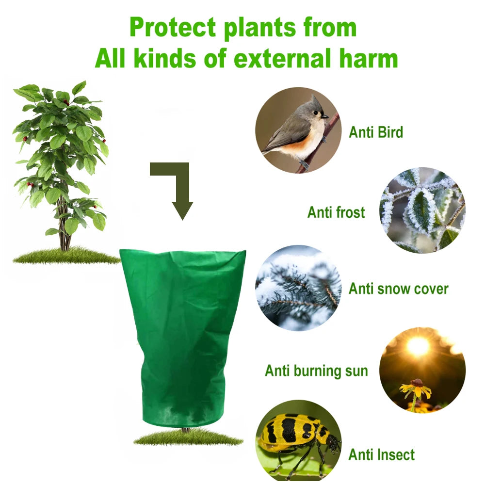 Plant Freeze Protection Covers  Winter Shrub Cover Tree Frost Blanket with Drawstring for Winter Frost Protection Sun Protection