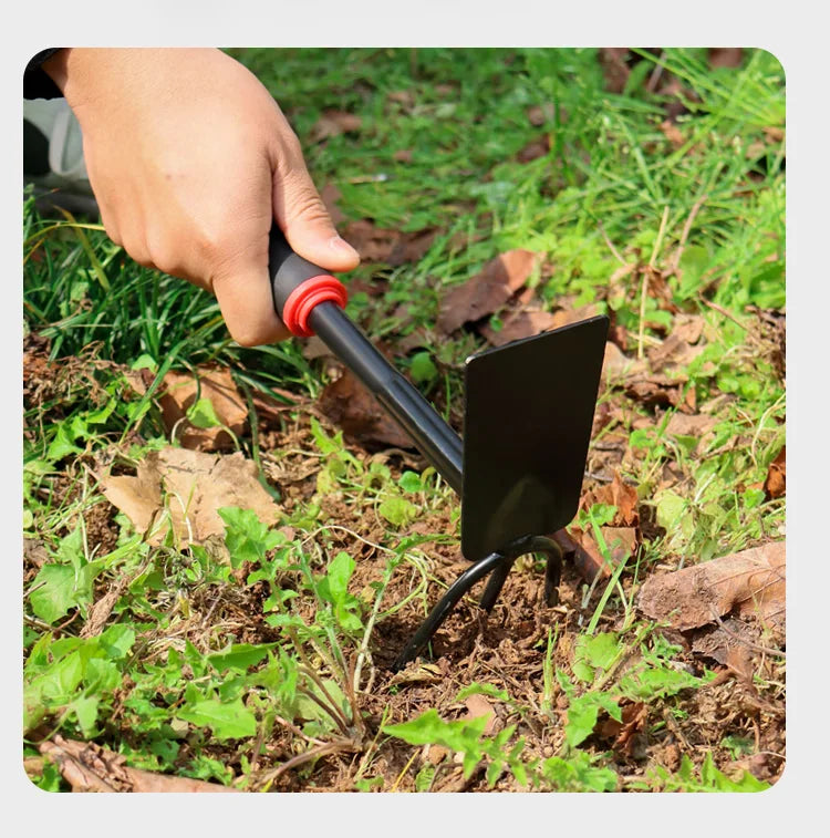 2 In 1 Heavy Duty Hoe Shovel Set Garden Tools for Digging Weeding Loosening Soil Ideal for Balcony Planting Vegetable Flower Gar